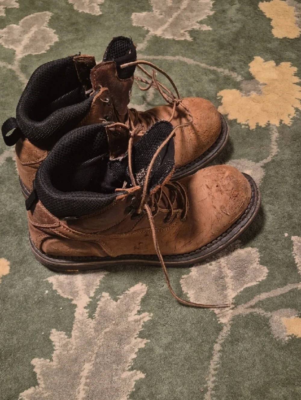 Irish Setter Brown Leather Work Boots with Black Collar